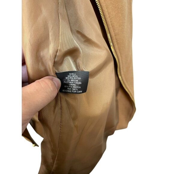 Michael Kors Women's Walker Coat Wool Zipper Camel Plus Size 1X - Picture 9 of 12